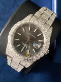 VVs Moissanite Fully Iced Out Gray Stick Dial Watch