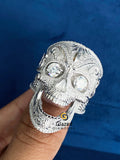 VVs Round Moissanite Customized Skull Milgrain Art Hip Hop Ring