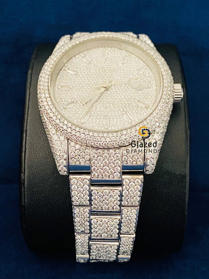 VVs Round Moissanite D Colorless Diamond Studded Watch