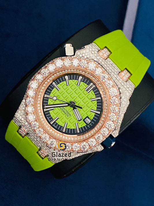 VVs Round Moissanite D Colorless Two Tone Hip Hop Watch