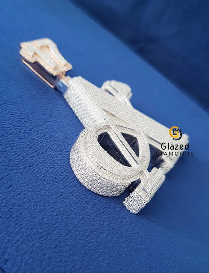 VVs Round Moissanite Diamond Studded Custom Letter Pendant