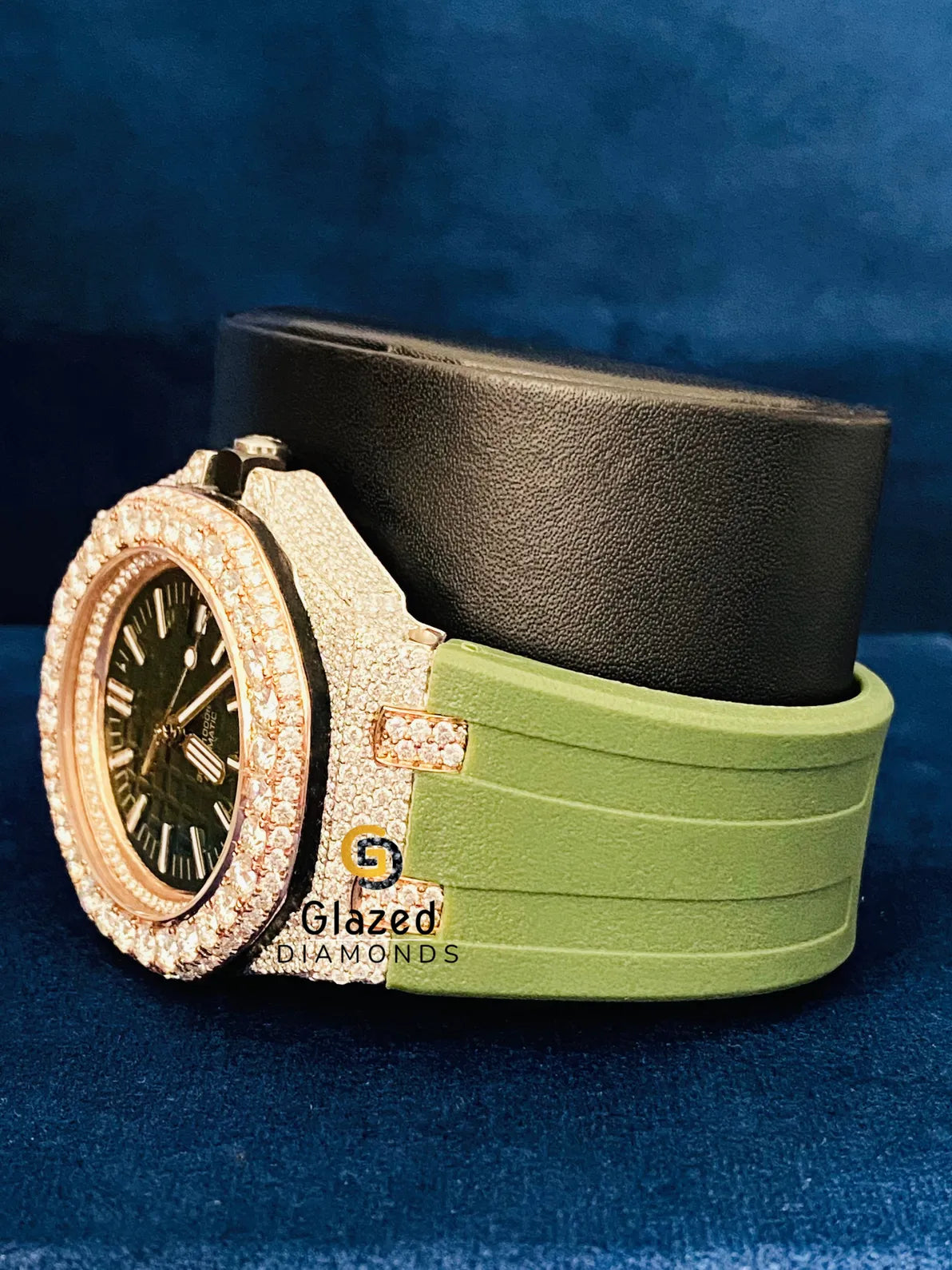 VVs Round Moissanite Silicone Strap Two Tone Hip Hop Watch