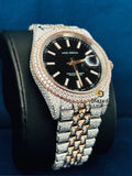 VVs Round Moissanite Stick Dial Two Tone Watch