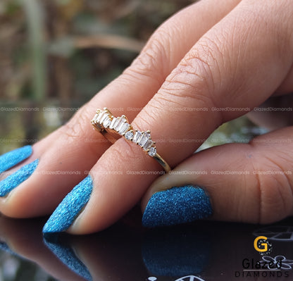 Unique Half Eternity Tapered Baguette Cut Moissanite Wedding Band