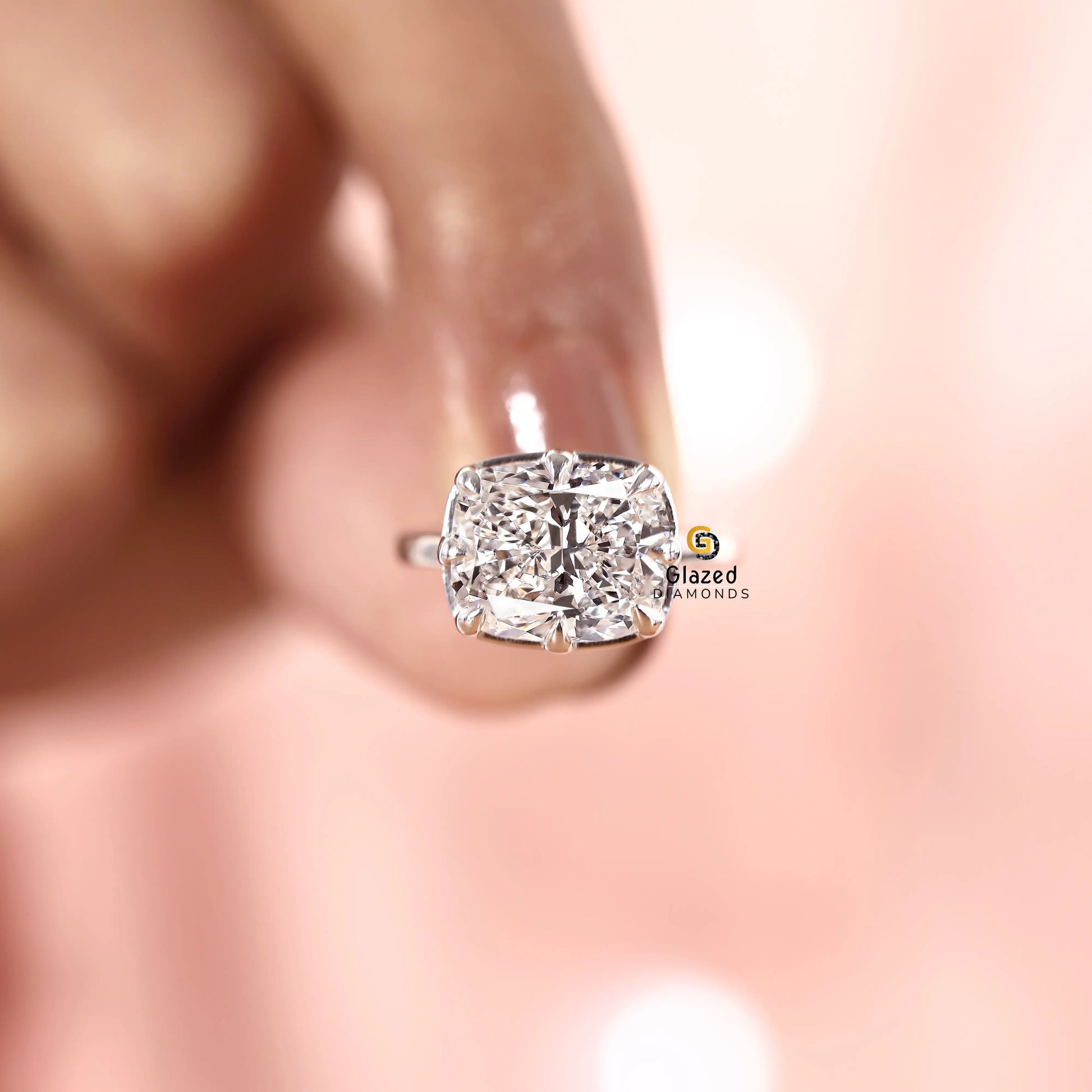 Vintage Ring 3CT Cushion Solitaire Diamond Ring For Women