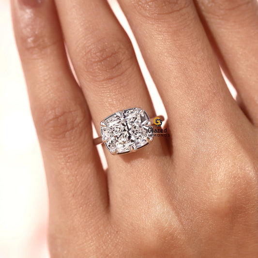 Vintage Ring Cushion Solitaire Diamond Ring For Women