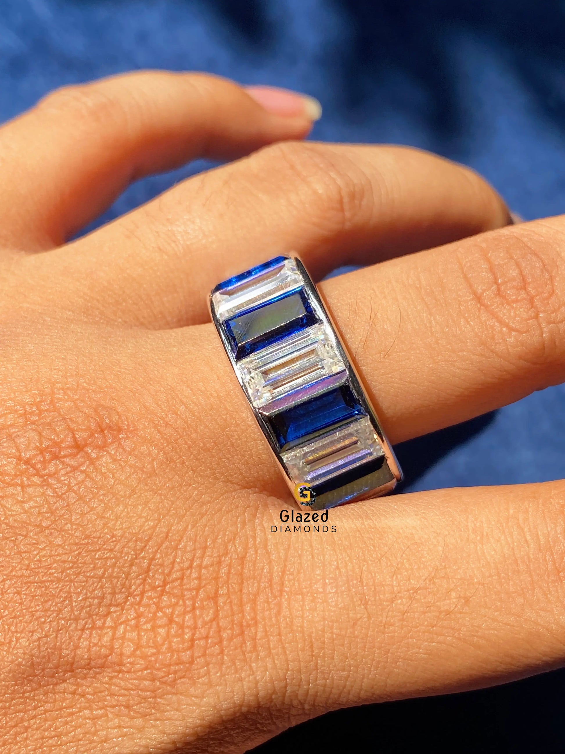White Baguette Full Eternity Moissanite Band For Her