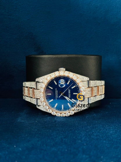 White Bar Bust Down Moissanite Automatic Watch
