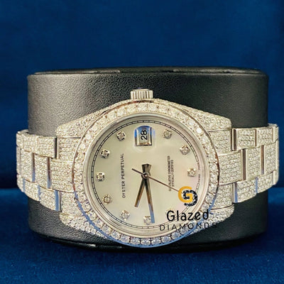 White Dial D Colorless Bust Down VVs Moissanite Watch