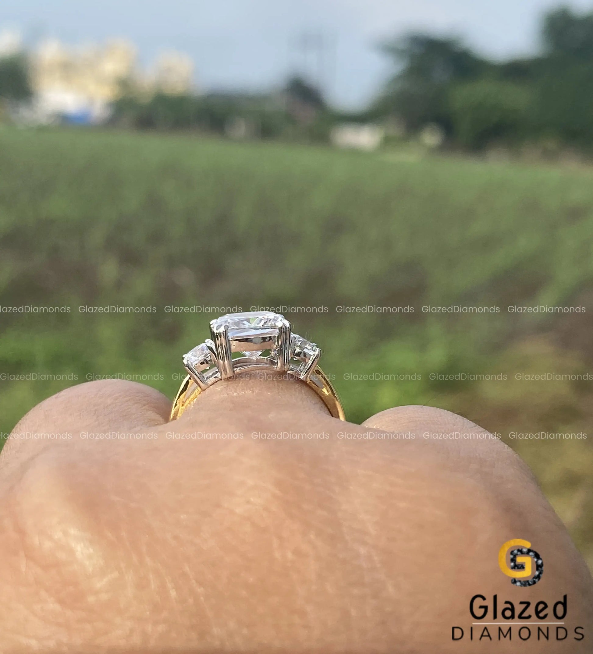 White Gold Three stone Engagement Ring