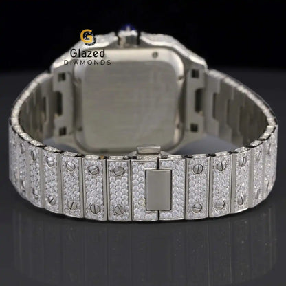 White Iced Out Moissanite Watch For Men