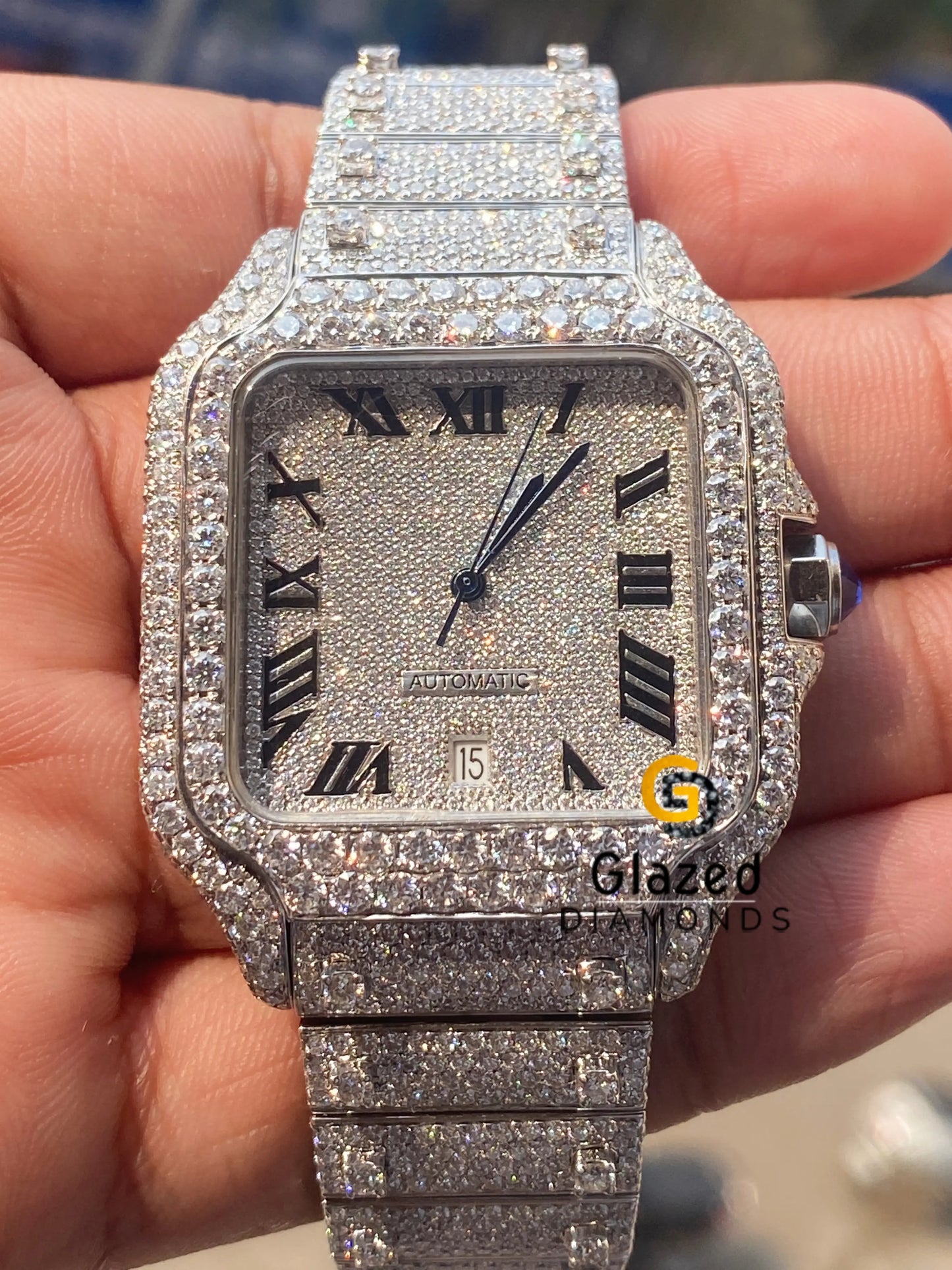 White Moissanite Diamond Watch
