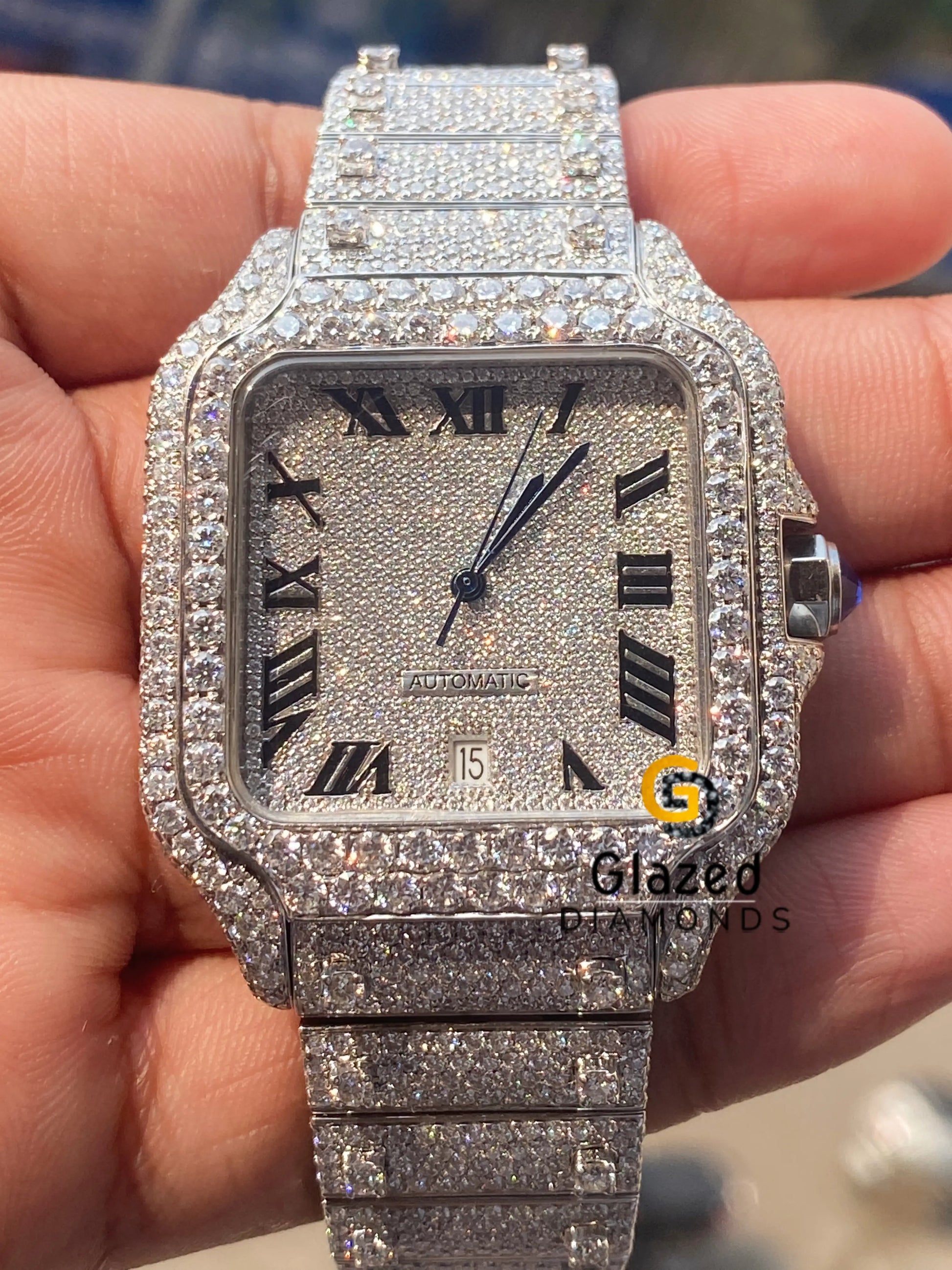 White Moissanite Diamond Watch