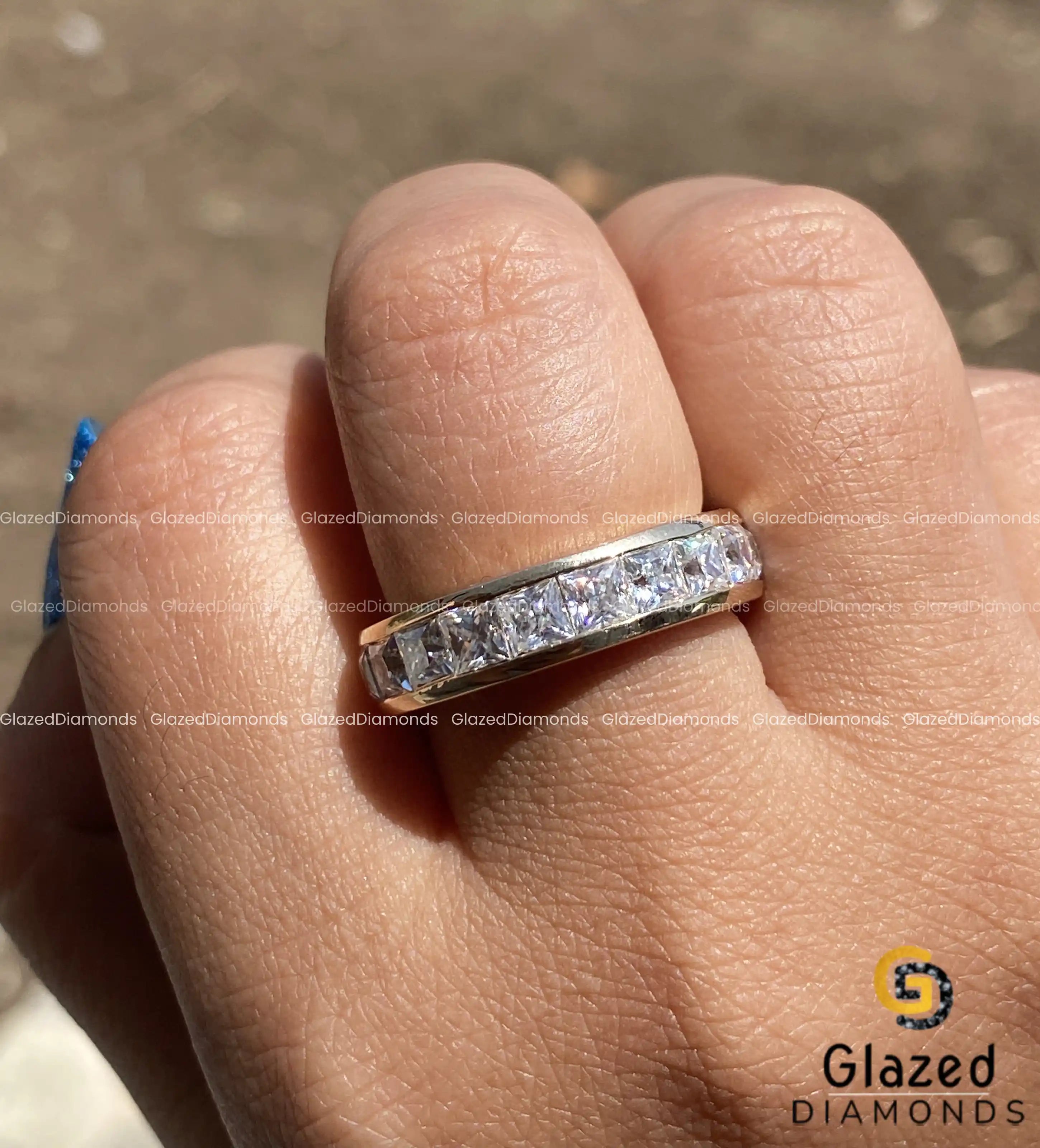White Moissanite Eternity Band