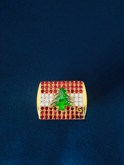 White_ Red Diamond Moissanite Ring