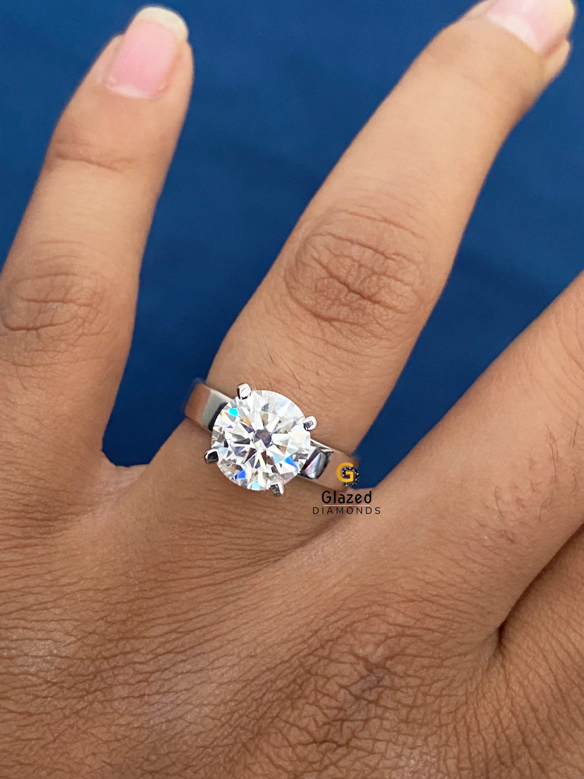 Wide Band Round Cut Moissanite Ring