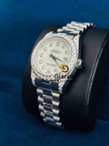 Women_s 38MM White Dial Bezel Bar Moissanite Watch