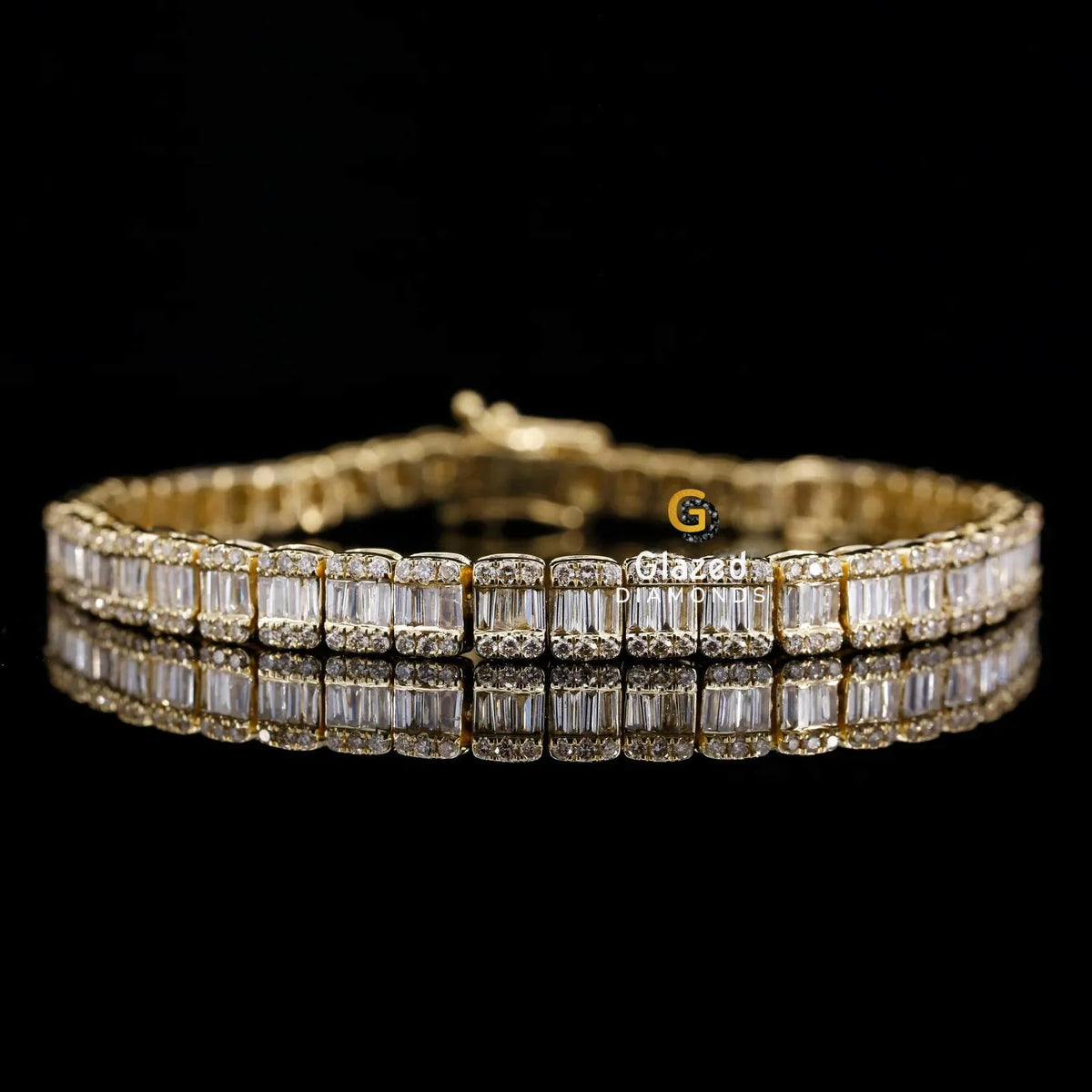 Baguette and Round Cut Moissanite Diamond Hip Hop Tennis Bracelet