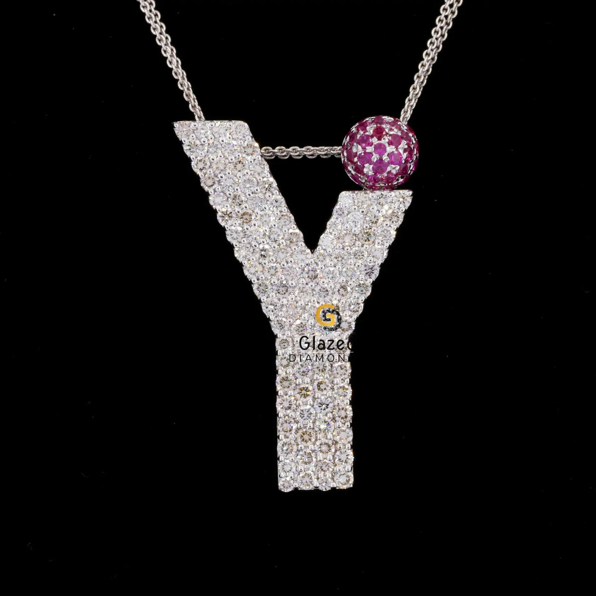 VVS Moissanite Diamond Studded Y Initial Letter Hip Hop Pendant