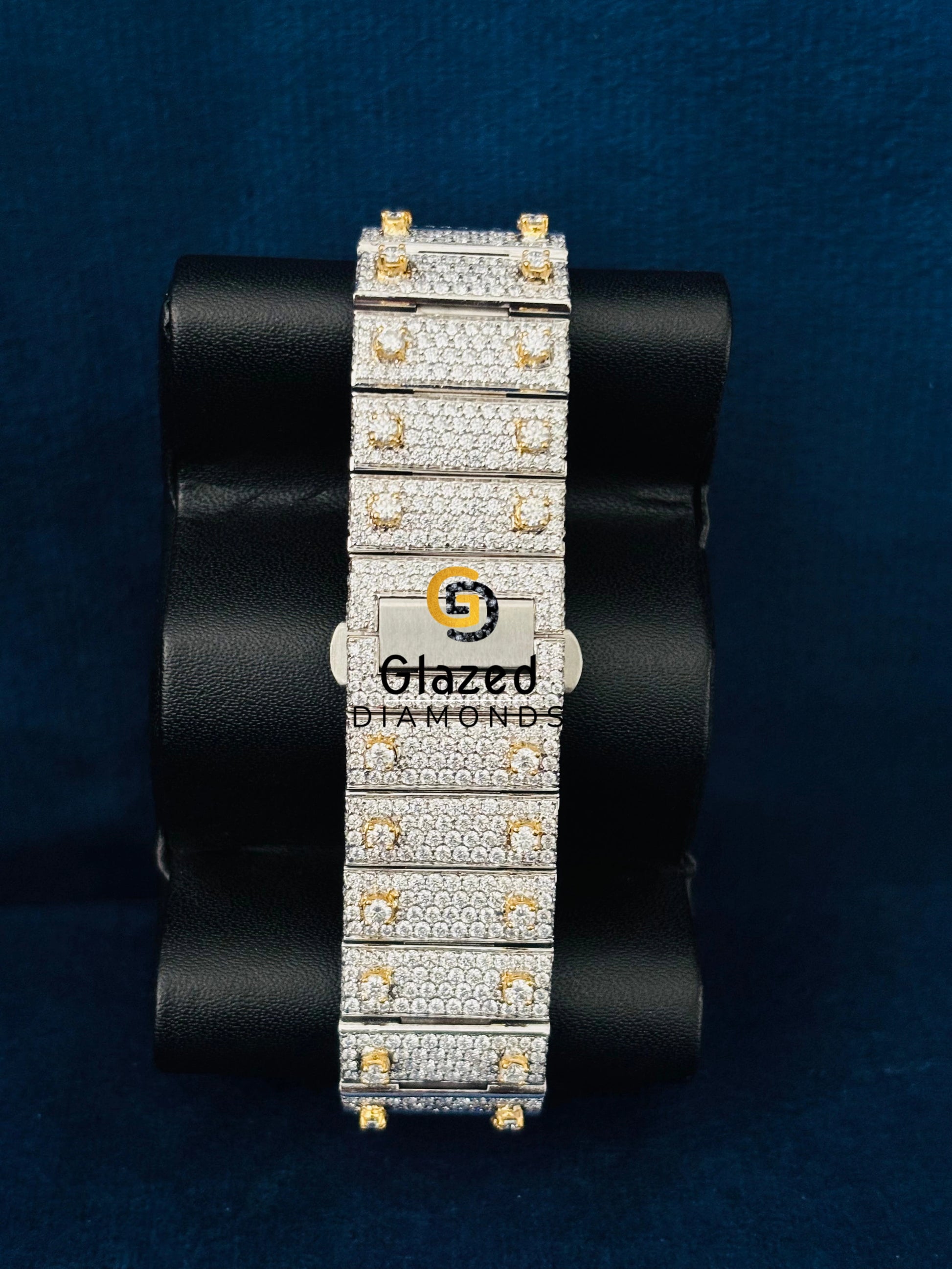 Yellow Gold Palted Moissanite Stainless Steel Thron Crown Watch