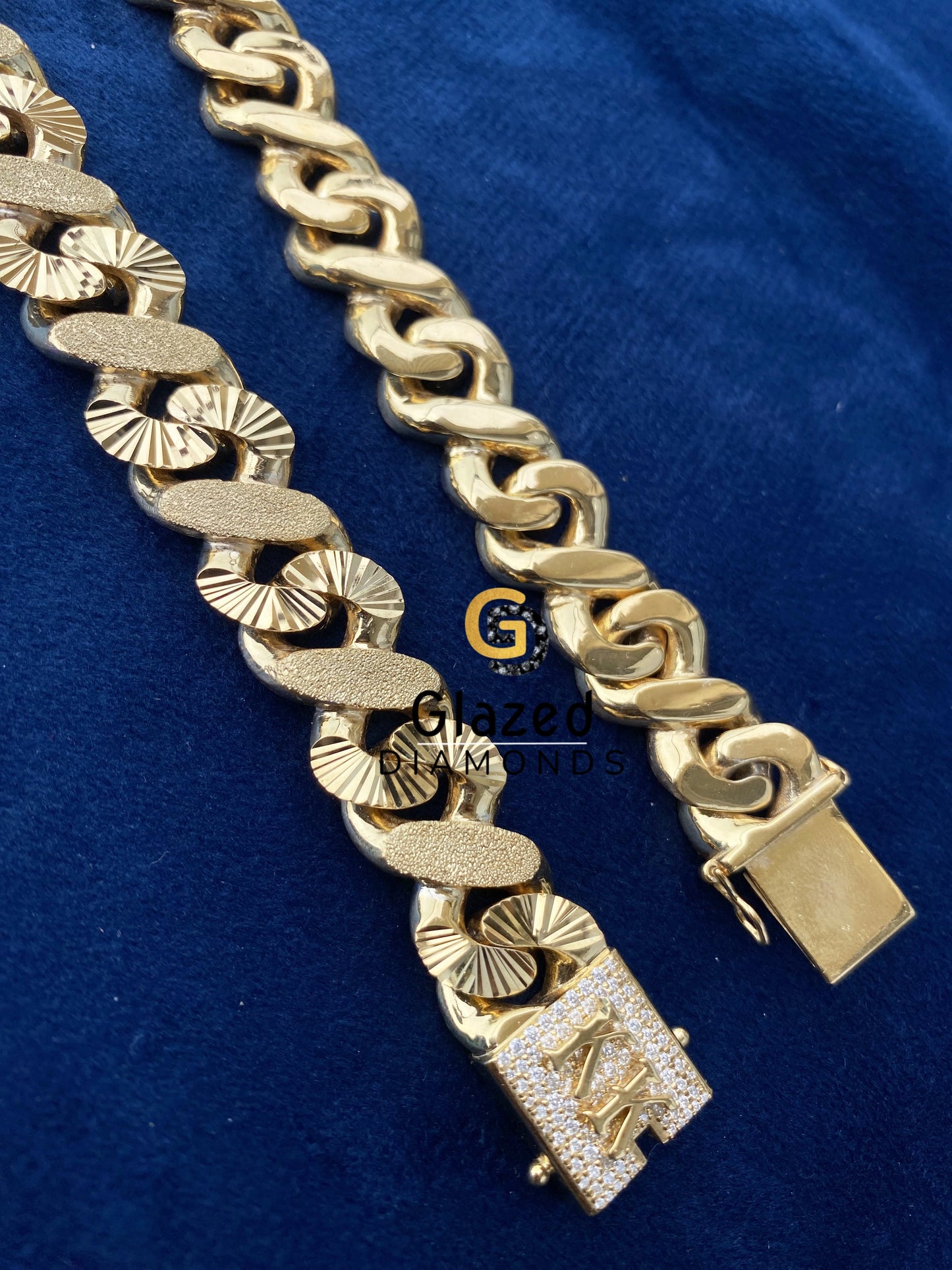 Yellow Gold Plated Dust Cuban Link Chain