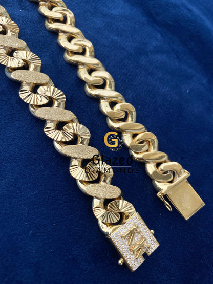 Yellow Gold Plated Dust Cuban Link Chain