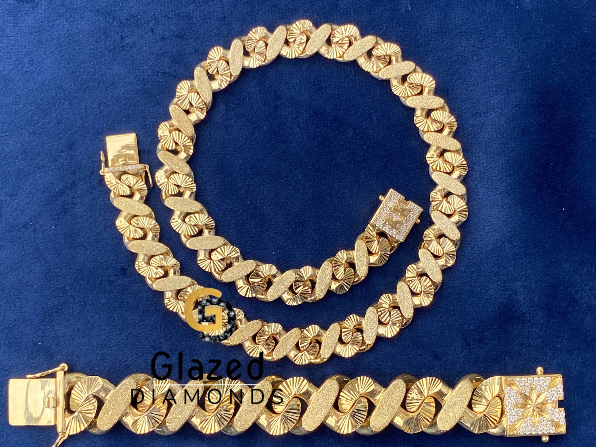 Yellow Gold Plated Dust Cuban Link Hip Hop Chain