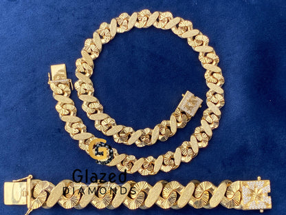 Yellow Gold Plated Dust Cuban Link Hip Hop Chain