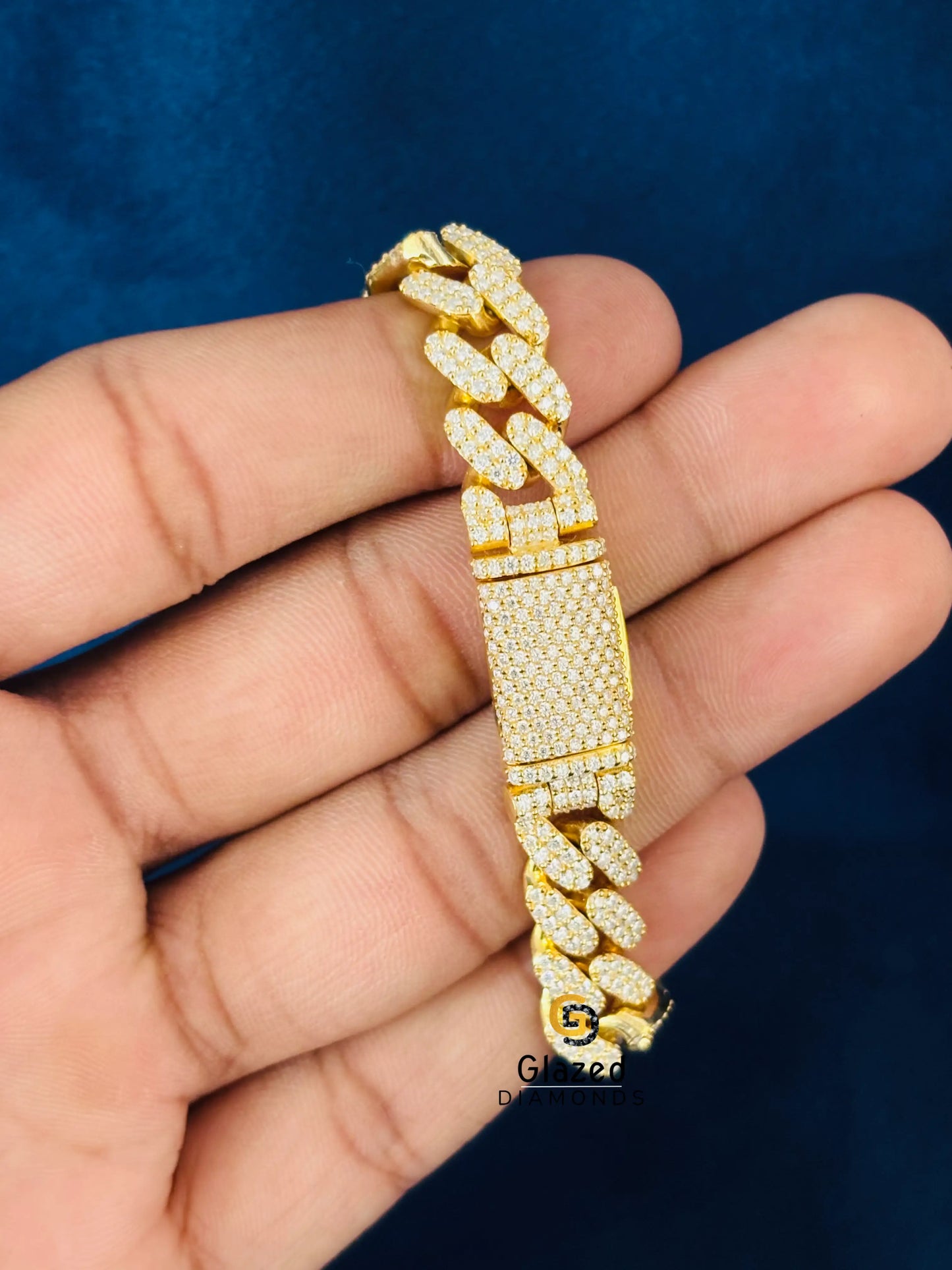 Yellow Gold Plated Moissanite Cuban Link Bracelet