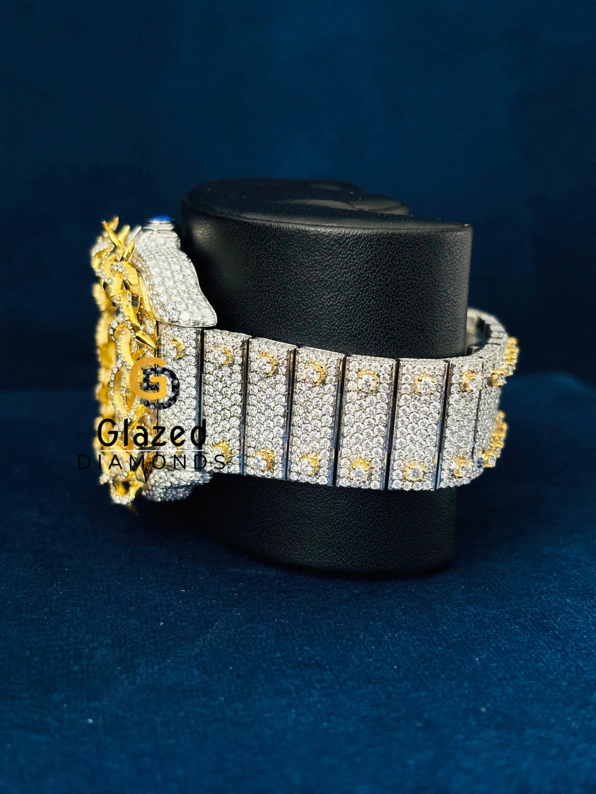 Yellow Gold Plated Moissanite Iced Out Thorn Crown Watch