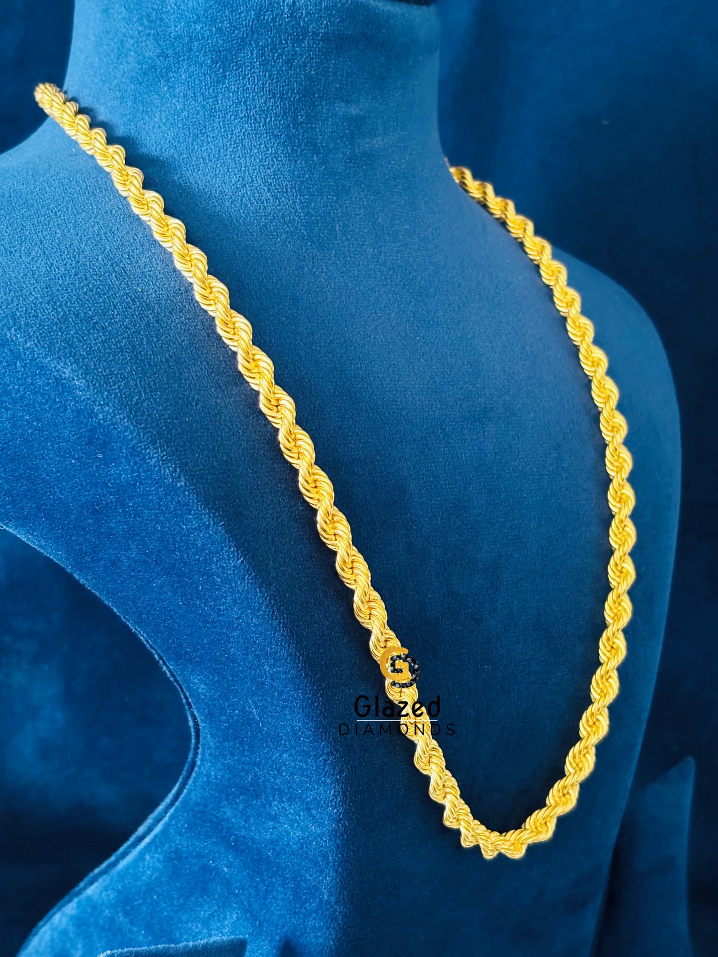 Yellow Gold Plated Rope Chain For Men