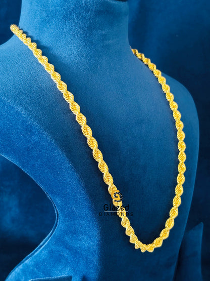 Yellow Gold Plated Rope Chain For Men