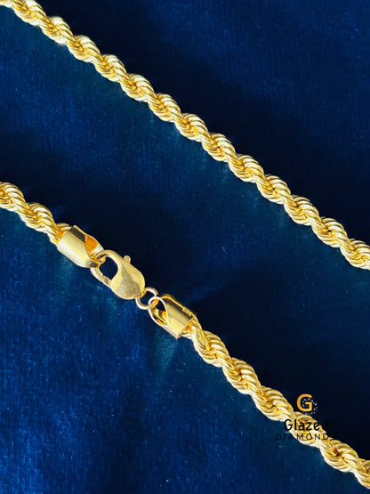 Yellow Gold Rope Chain For Men