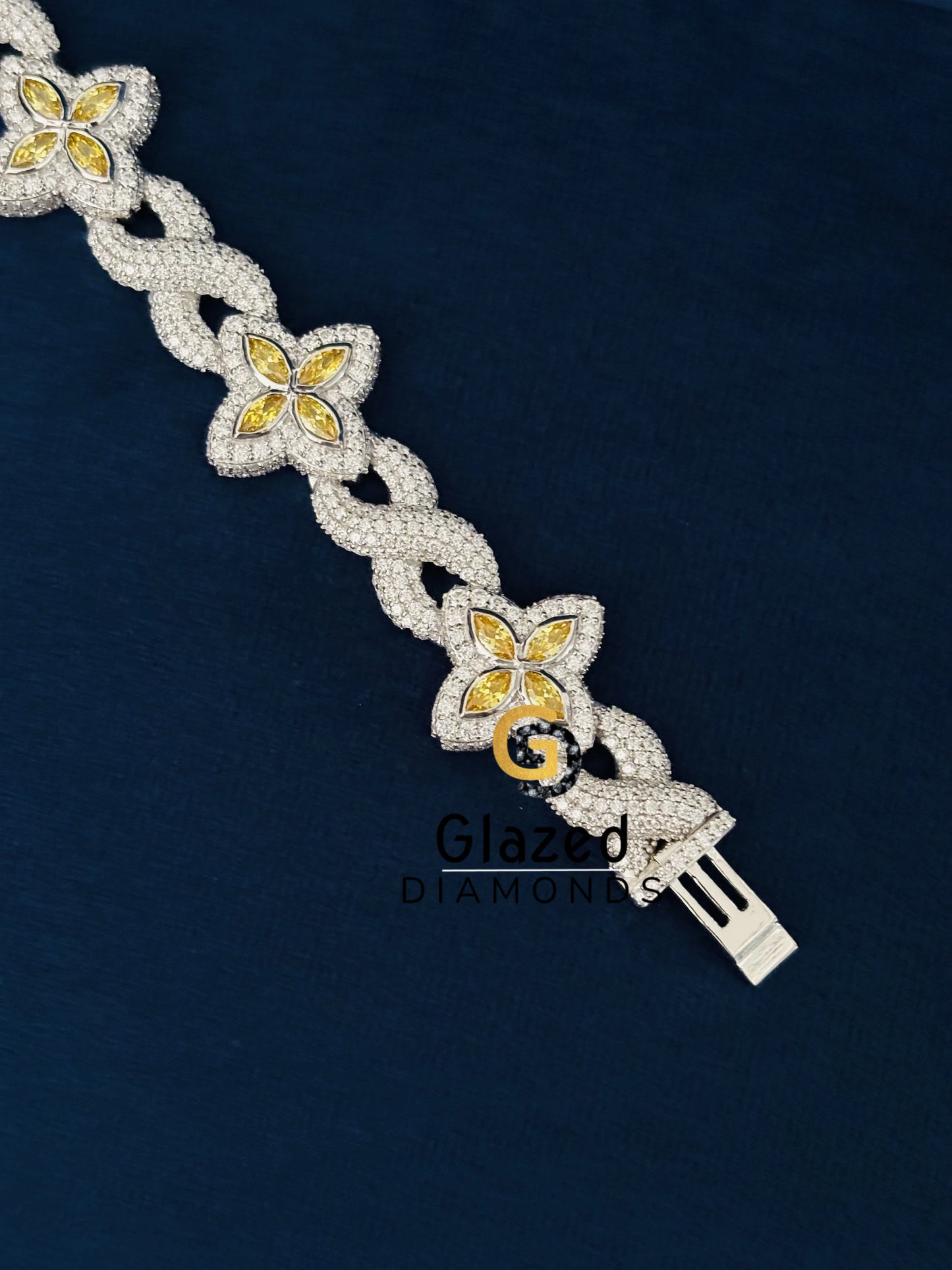 Yellow Marquise Infinity Link Clover Moissanite Bracelet