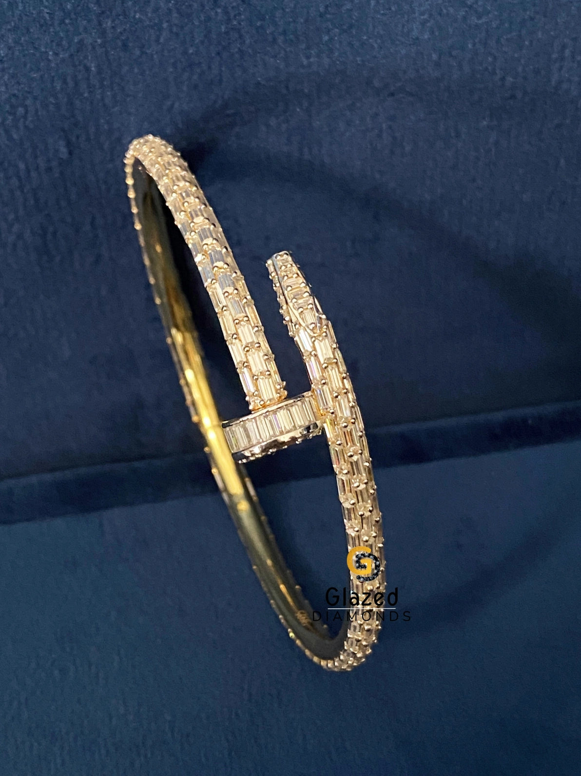 Yellow Plated VVs Baguette Moissanite Cartier Bracelet