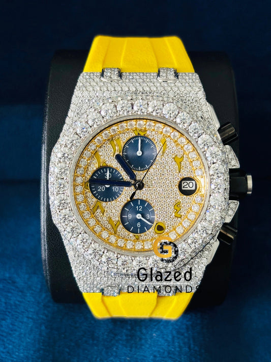 Yellow Silicon Strap Moissanite Diamond Watch