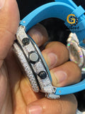 Iced Out Sky Color Silicon Strap Multi dial Moissanite Watch For Men