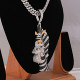 iced Out Zebra Moissanite Pendant