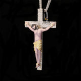 Hip Hop Moissanite Diamond 3D Enamel Jesus Cross Pendant