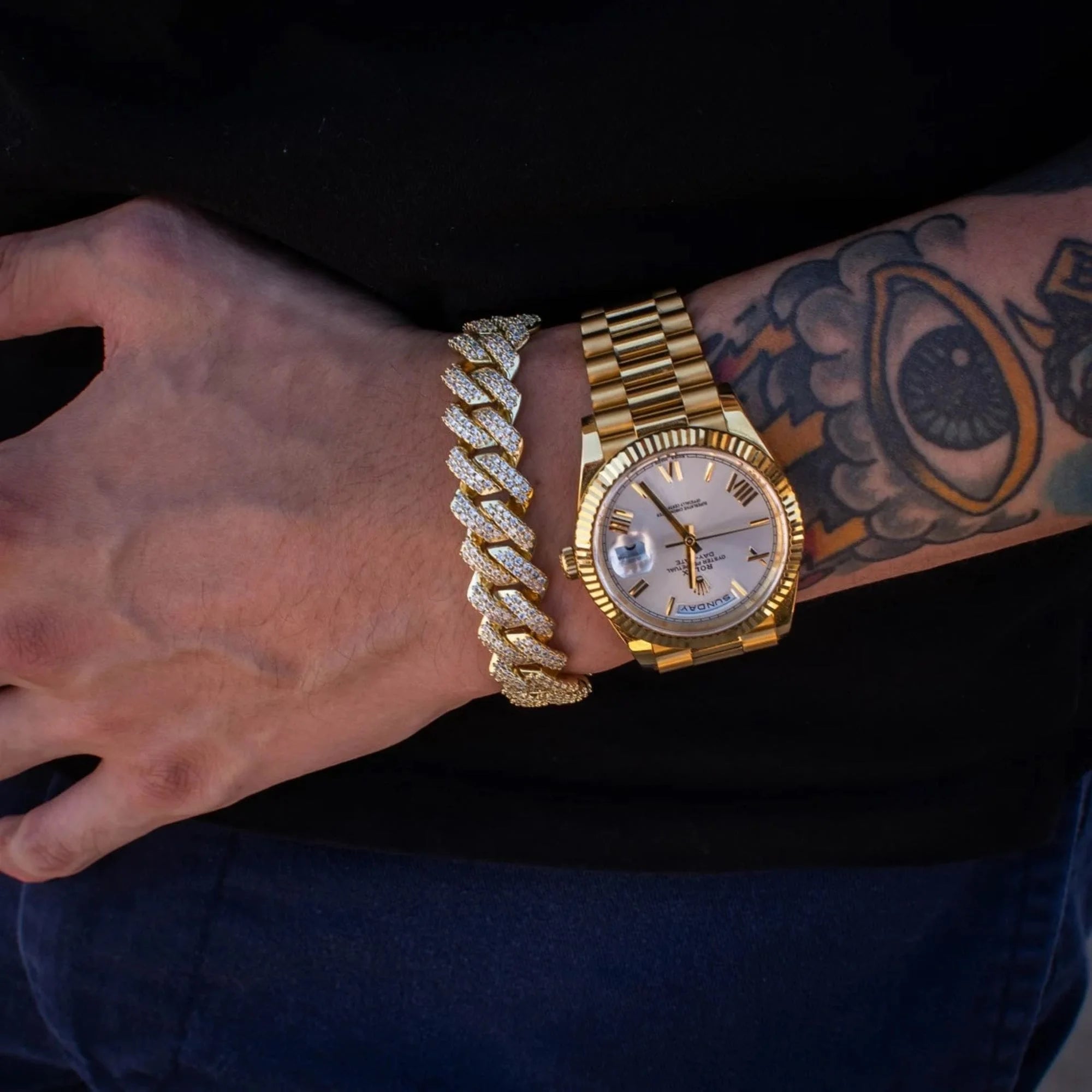 yellow gold cuban bracelet